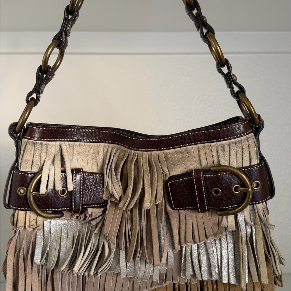 Authentic Coach Fringe Suede Y2K Purse Bag J05S-9155